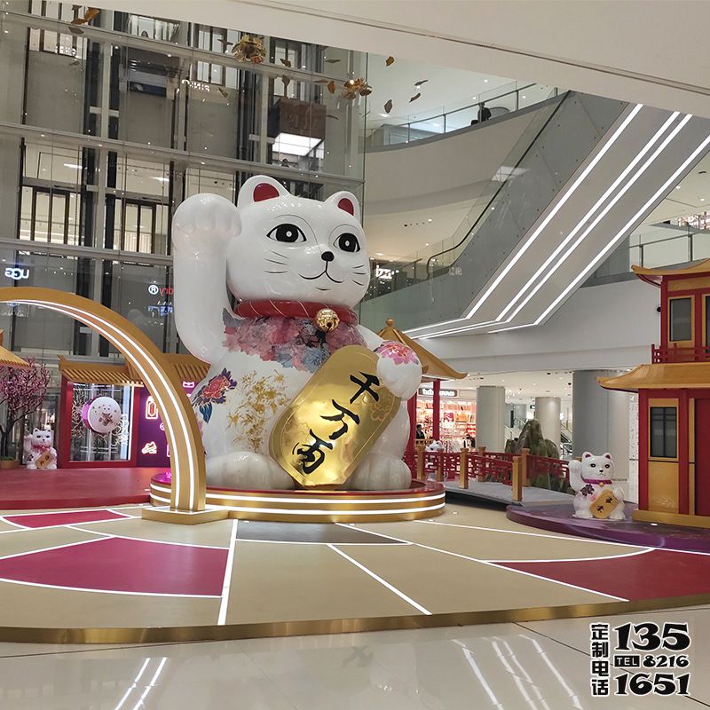 大型商場擺放玻璃鋼卡通招財(cái)貓雕塑 大型商場擺放玻璃鋼卡通招財(cái)貓雕塑