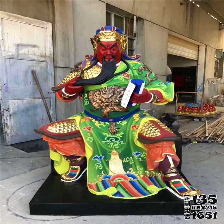 寺廟大型景觀玻璃鋼彩繪關公雕塑 寺廟大型景觀玻璃鋼彩繪關公雕塑