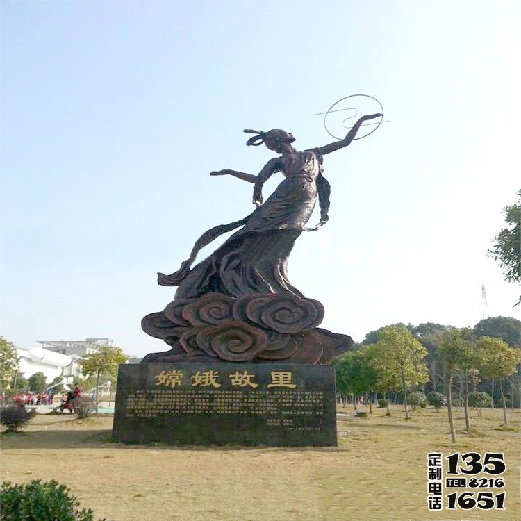 景區園林神話人物嫦娥奔月玻璃鋼仿銅雕塑 景區園林神話人物嫦娥奔月玻璃鋼仿銅雕塑