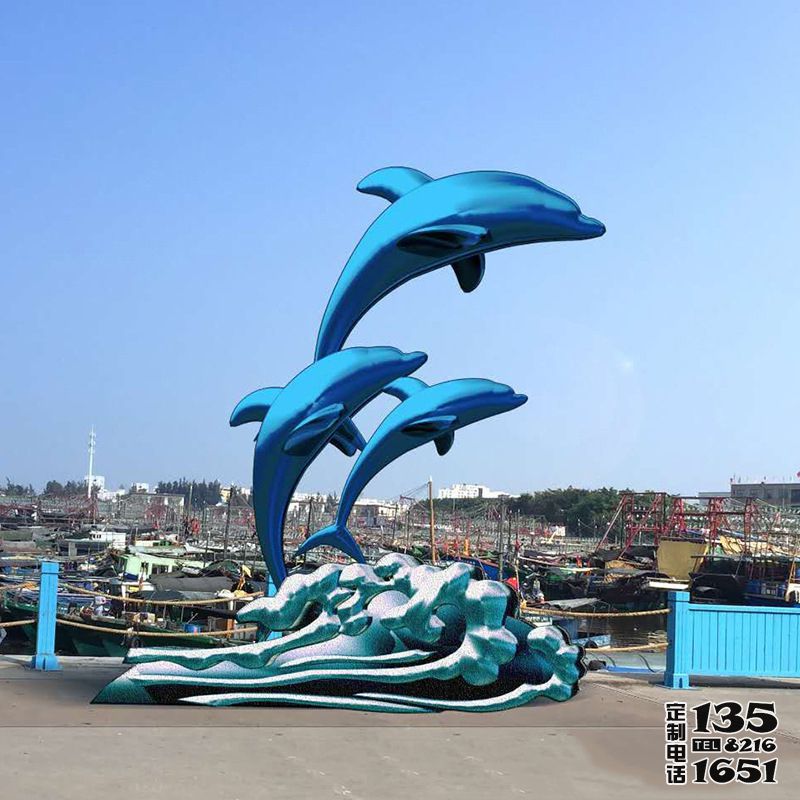 廣場大型玻璃鋼沖浪飛天海豚景觀雕塑 廣場大型玻璃鋼沖浪飛天海豚景觀雕塑
