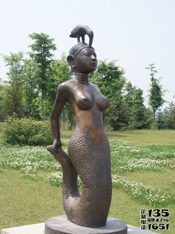 戶外景區玻璃鋼仿銅抽象美人魚雕塑 戶外景區玻璃鋼仿銅抽象美人魚雕塑